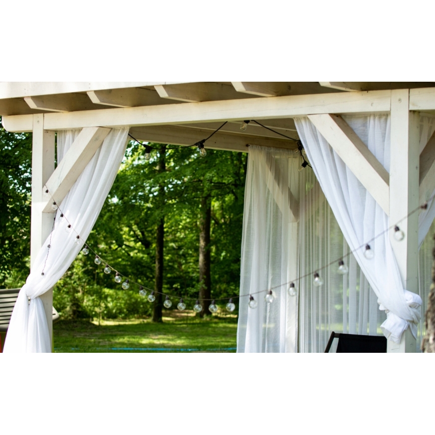 Napelemes LED dekorációs fényfüzér — 20 LED, 8 üzemmód, 500 mAh akkumulátor, 7,6 m hossz, IP67 védelem, meleg fehér