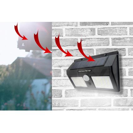 Napelemes LED fali lámpa érzékelővel LED/1,2W/3,7V 1200 mAh IP44