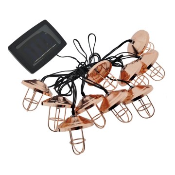 Napelemes LED fényfüzér 10xLED/1,2V 300 mAh 3,8 m IP44 rézszínű