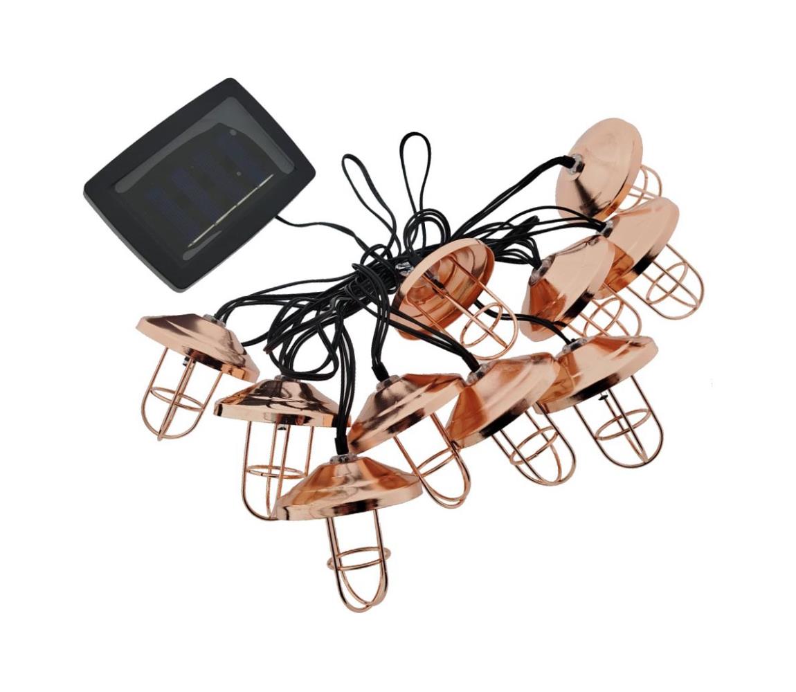 Napelemes LED fényfüzér 10xLED/1,2V 300 mAh 3,8 m IP44 rézszínű 034 0001076