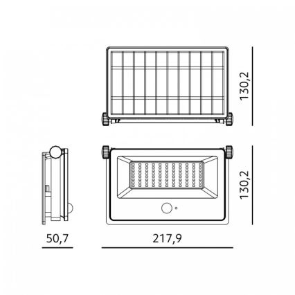 Napelemes LED reflektor érzékelővel NCS G2 LED/30W/3,7V 3000/4000/6500K IP54 5200 mAh