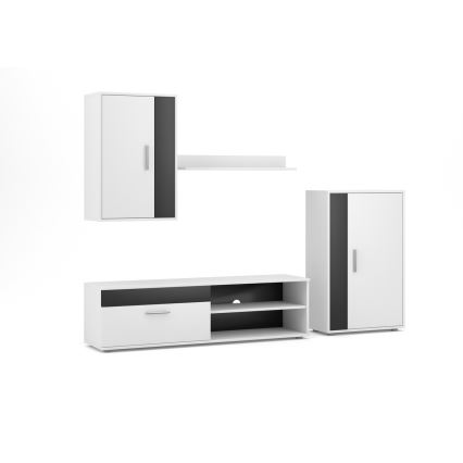 Nappali szekrénysor BRICK fehér/fekete