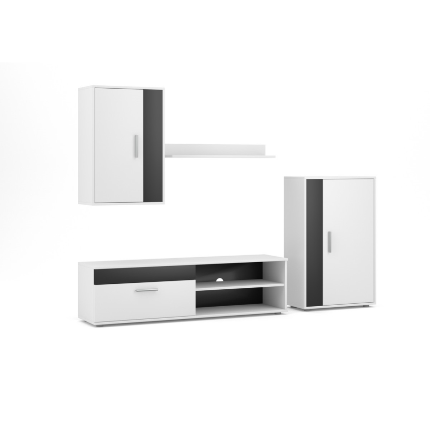 Nappali szekrénysor BRICK fehér/fekete