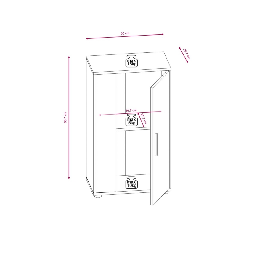 Nappali szekrénysor BRICK fehér/fekete