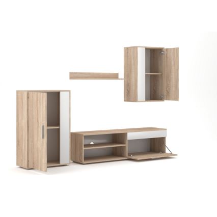 Nappali szekrénysor BRICK sonoma tölgy/fehér