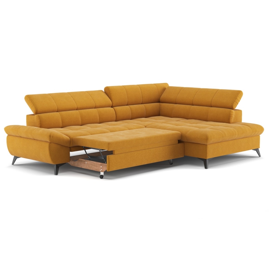 Kinyitható sarokkanapé L-alakban MARANO jobb oldali narancssárga