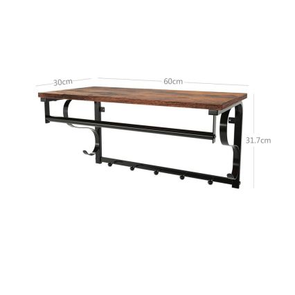 NATE fali fogas polccal, barna/fekete