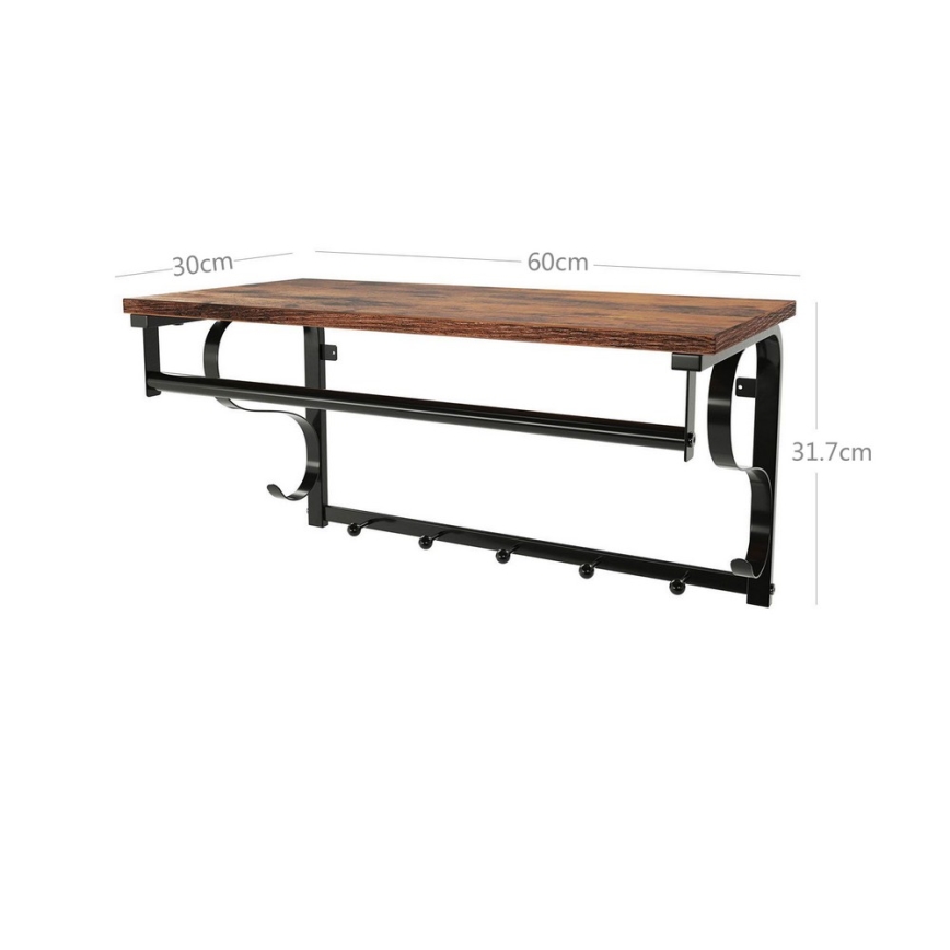 NATE fali fogas polccal, barna/fekete