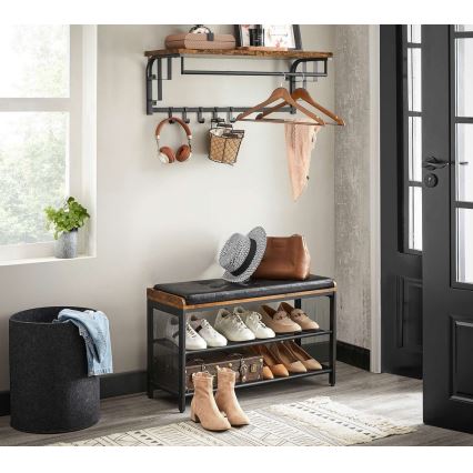 NATE fali fogas polccal barna/fekete