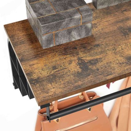 NATE falra szerelhető fogas polccal, barna/fekete