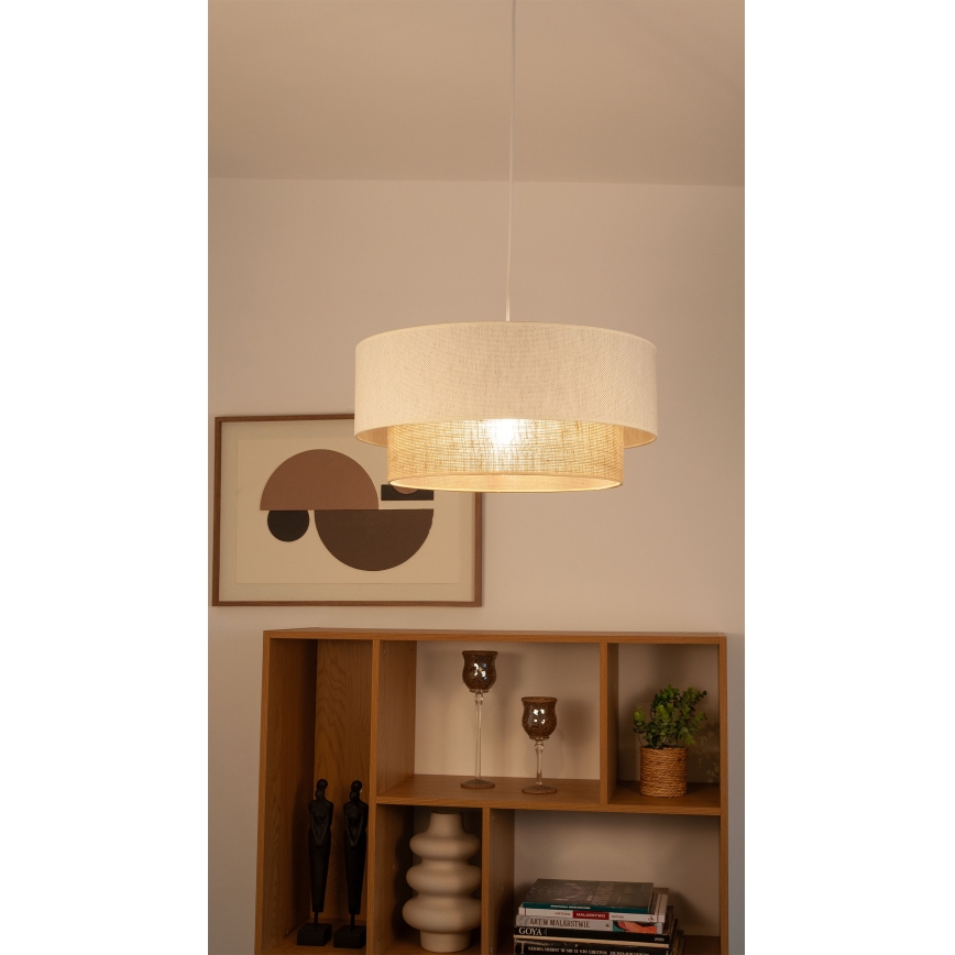 NATIA függőlámpa kábelen, 1xE27/60W/230V, átmérő 45 cm, fehér/barna