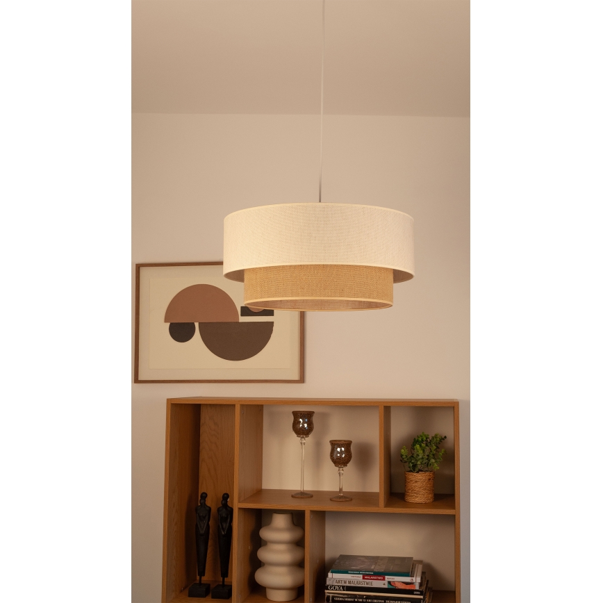 NATIA függőlámpa kábelen, 1xE27/60W/230V, átmérő 45 cm, fehér/barna
