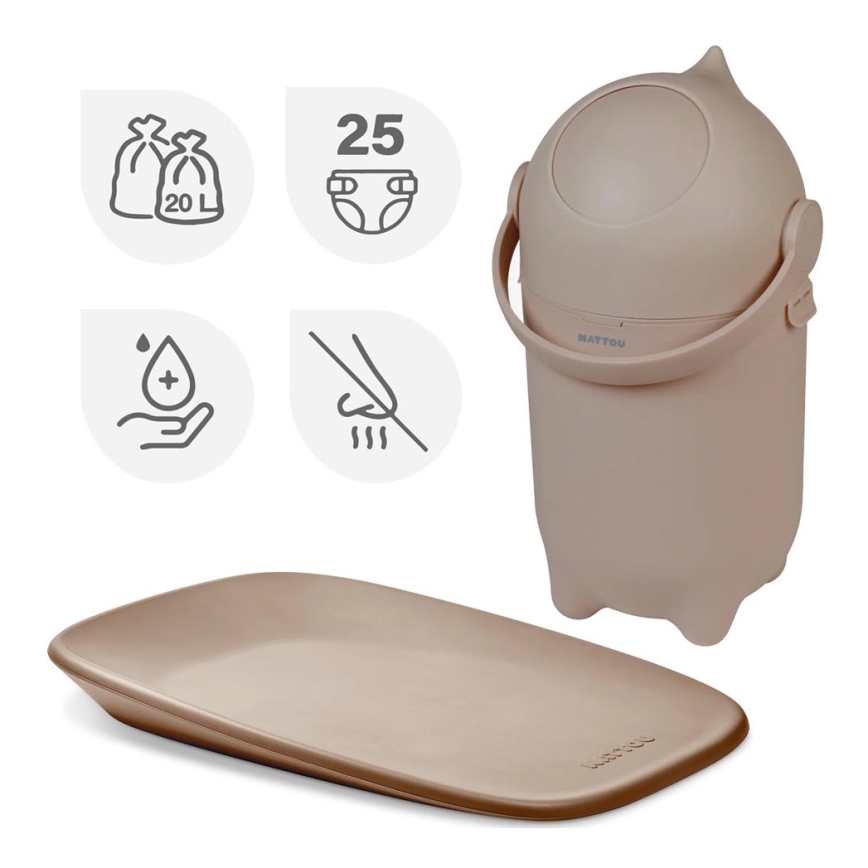 Nattou - Pelenkázó és pelenkázó alátét SOFTY 50x70 cm barna