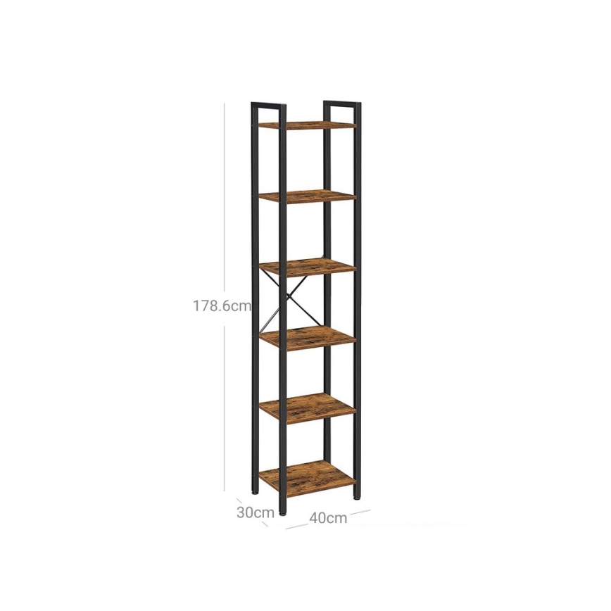 NAVARO könyvespolc 40x179x30 cm barna/fekete