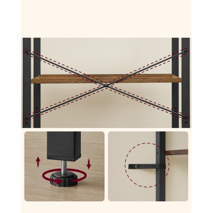 NAVARO könyvespolc barna/fekete