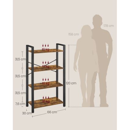 NAVARO könyvespolc barna/fekete