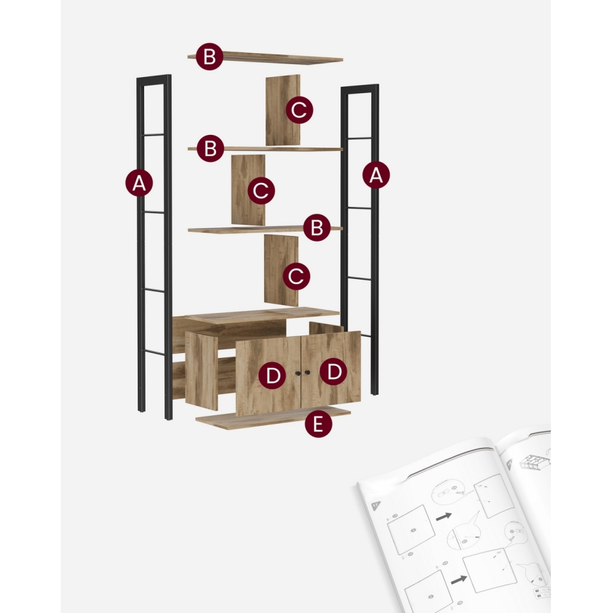 NAVARO könyvespolc barna/fekete