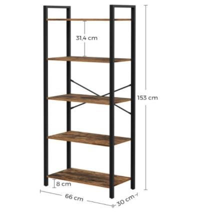 NAVARO könyvespolc barna/fekete