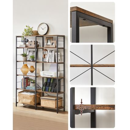 NAVARO könyvespolc barna/fekete