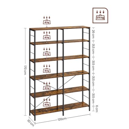 NAVARO könyvespolc barna/fekete