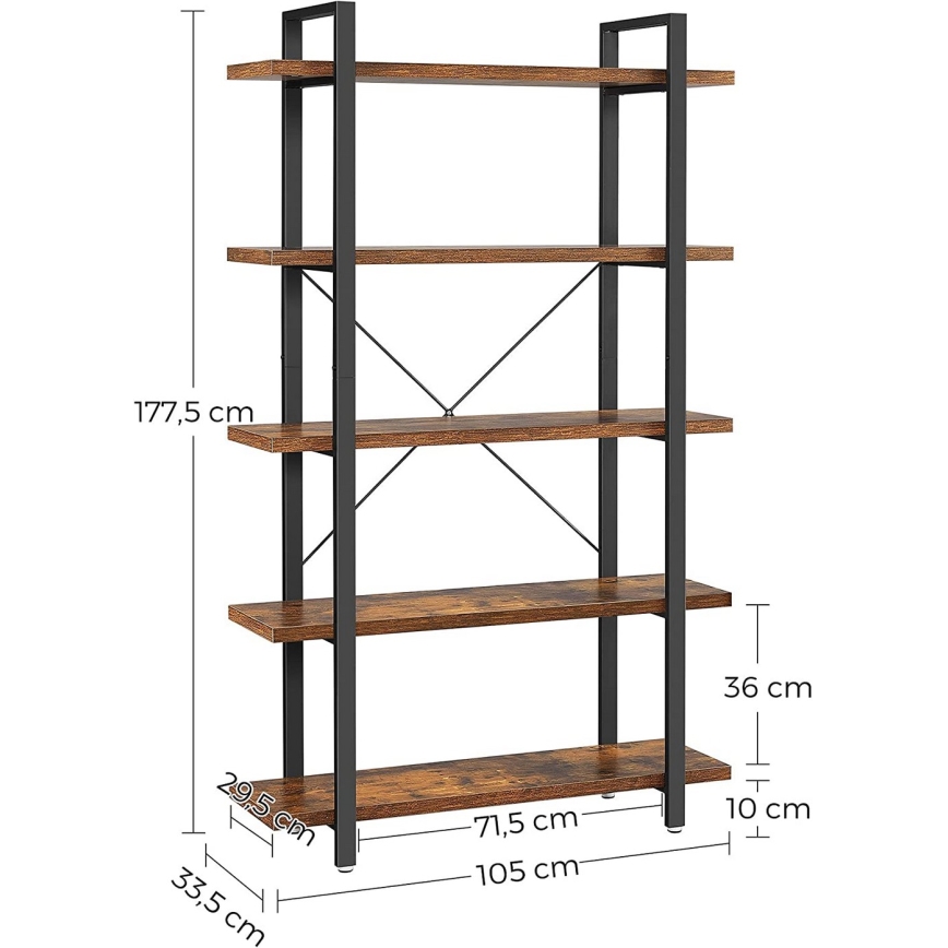 NAVARO könyvszekrény barna/fekete