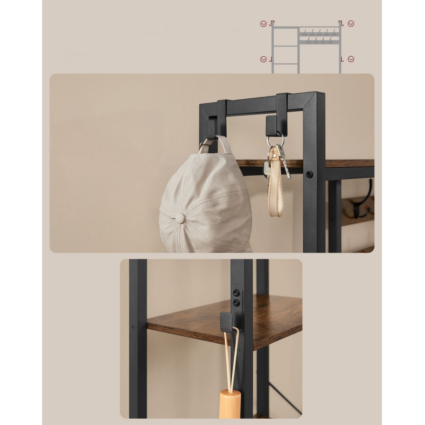 NAVOR álló fogas, barna/fekete