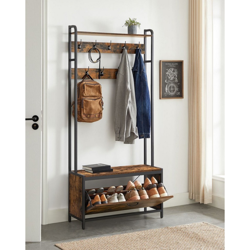 NAVOR álló kabáttartó barna/fekete