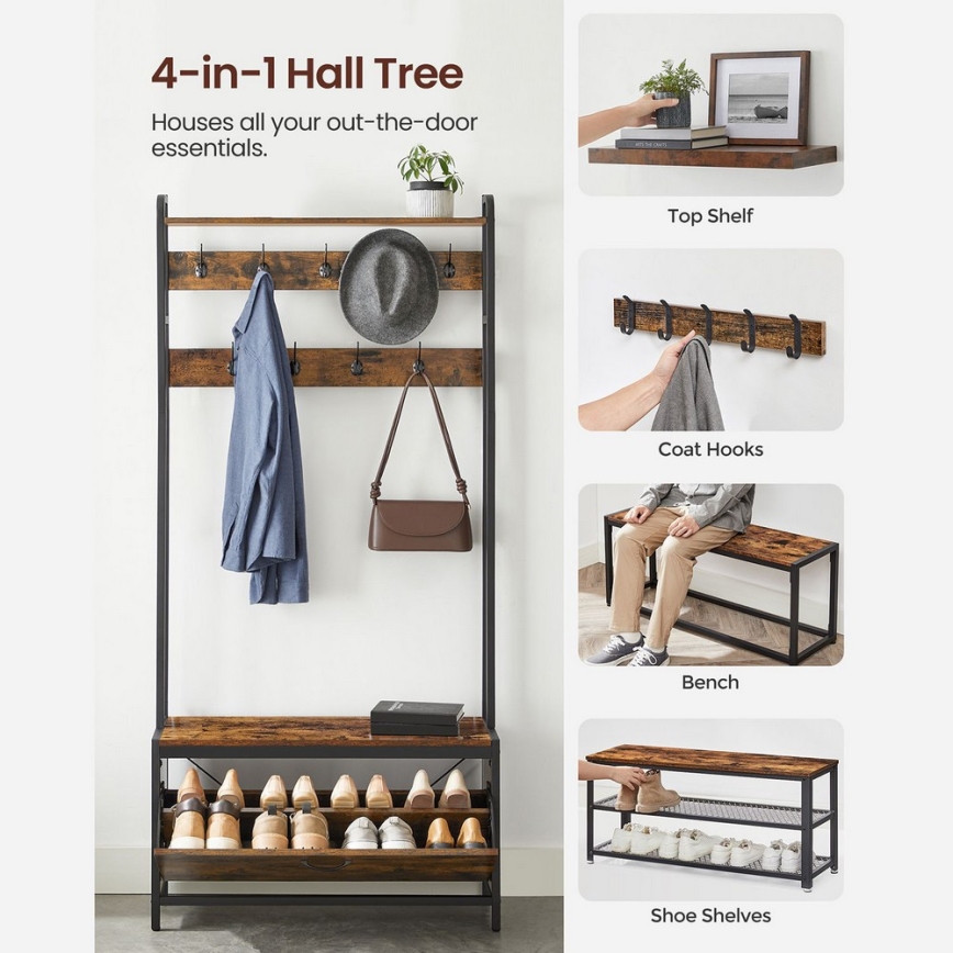 NAVOR álló kabáttartó barna/fekete