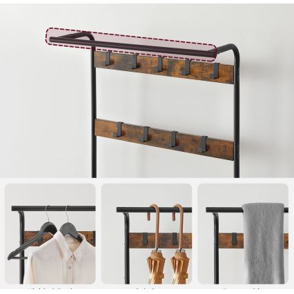 NAVOR álló ruhafogas, barna/fekete