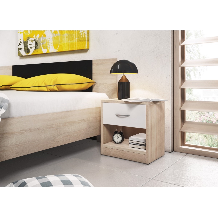 NED éjjeli szekrény sonoma tölgy/fehér