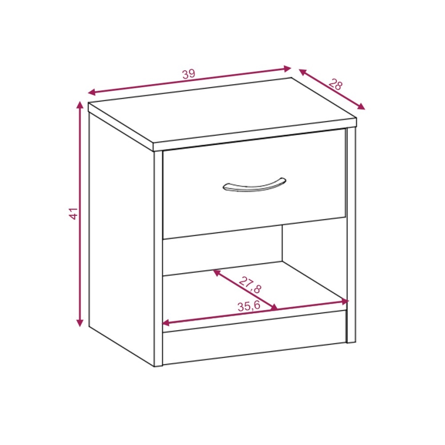 NED éjjeli szekrény sonoma tölgy/fehér