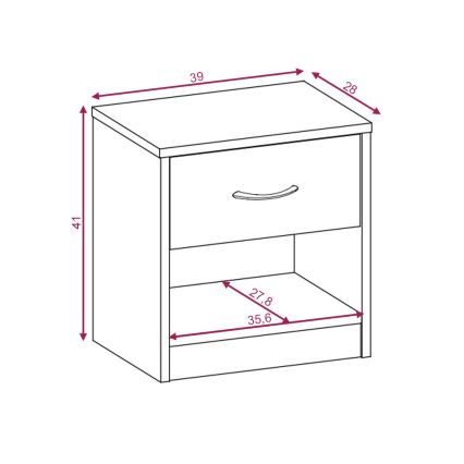 NED éjjeliszekrény, fehér