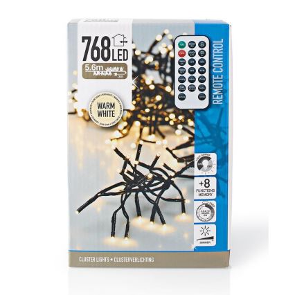 LED Szabályozható kültéri karácsonyi lánc 768xLED/230V IP44 + távirányító