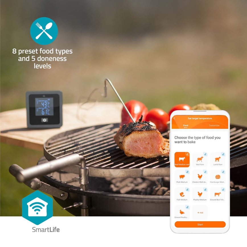 SmartLife okos digitális húshőmérő LCD-kijelzővel 0-300 °C 2xAAA