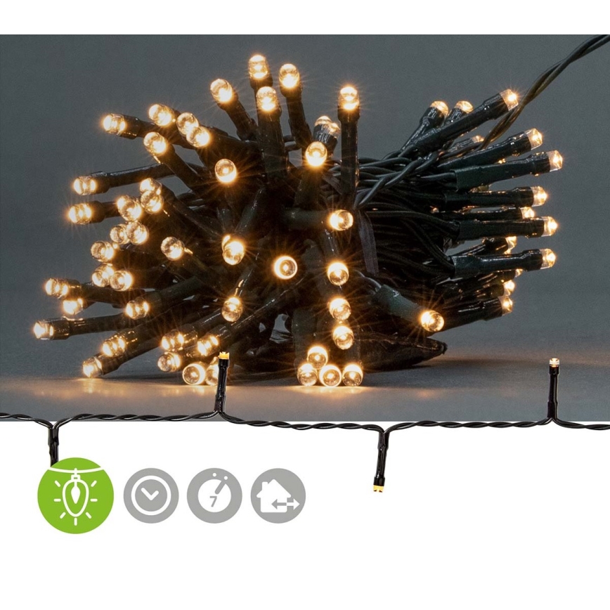 LED kültéri fényfüzér 48 LED/7 üzemmód/3×AA 4,1 m IP44 meleg fehér