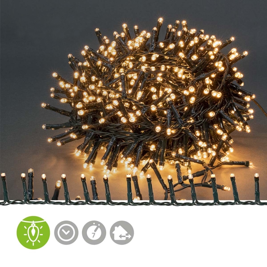 LED kültéri fényfüzér, 700 LED, 7 üzemmód, 17 m, IP44, meleg fehér