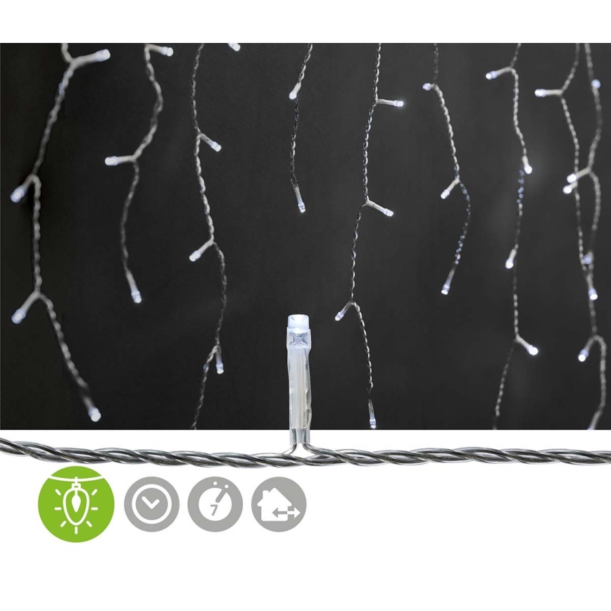 LED kültéri fényfüggöny 180xLED/7 üzemmód 10,9m IP44 hideg fehér