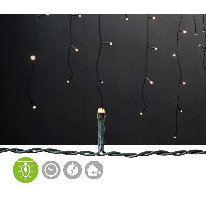 LED kültéri fényfüggöny 360 LED/7 funkció, 14 m, IP44, meleg fehér
