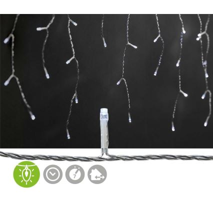 LED kültéri függöny 360 LED/7 funkció 14 m IP44 hideg fehér