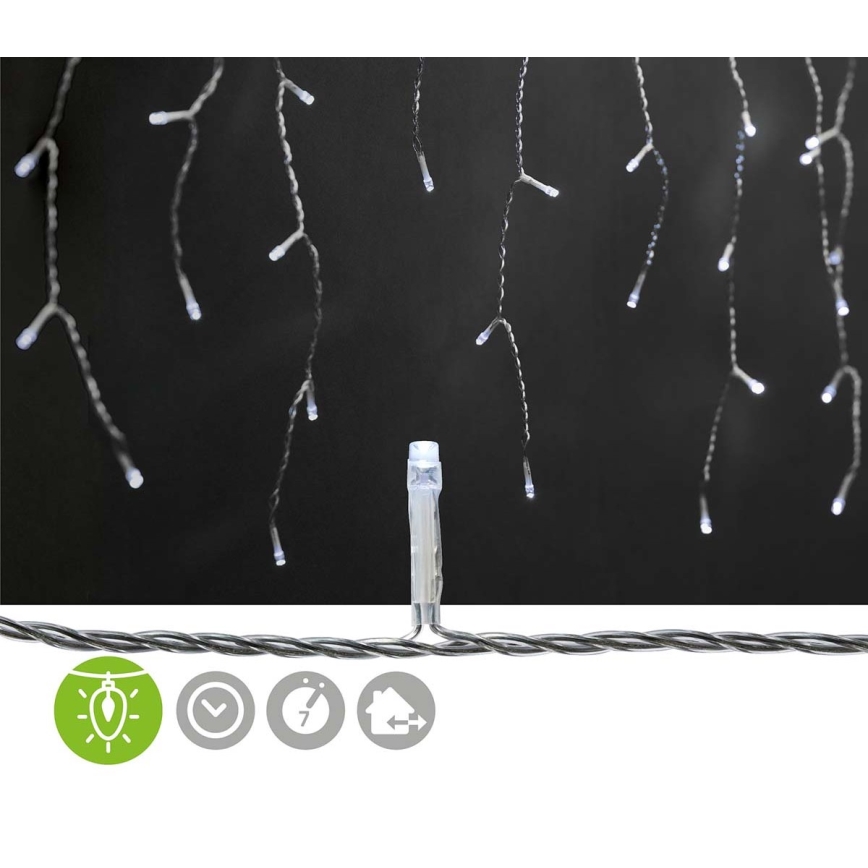 LED kültéri függöny 360 LED/7 funkció 14 m IP44 hideg fehér