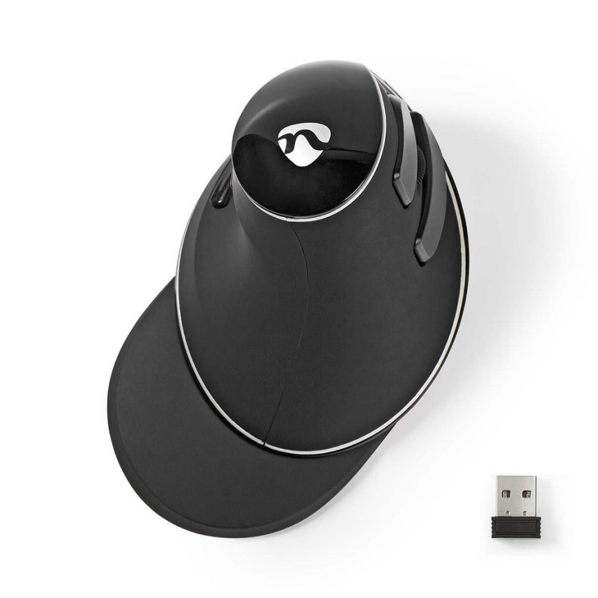 Nedis ERGOMSWS200BK − Ergonomikus vezeték nélküli egér 1600 dpi