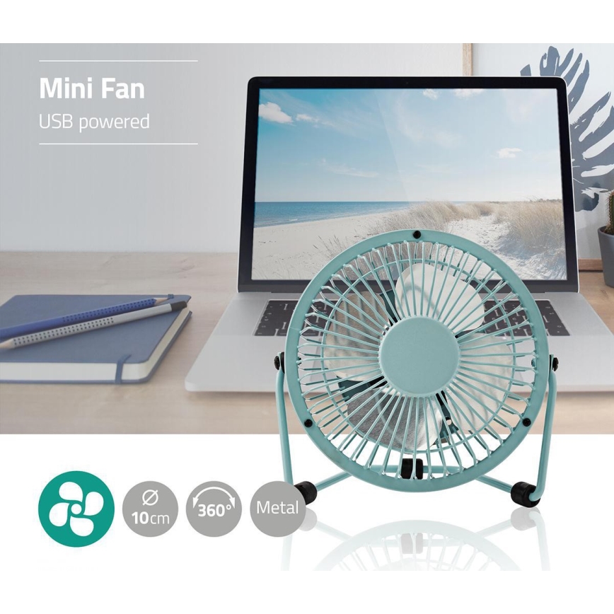 Asztali ventilátor 3W/USB 10 cm kék