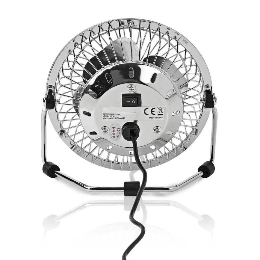 Asztali ventilátor 3W/USB 10 cm fényes króm