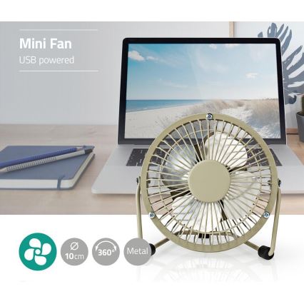 Asztali ventilátor 3W/USB 10 cm szürke