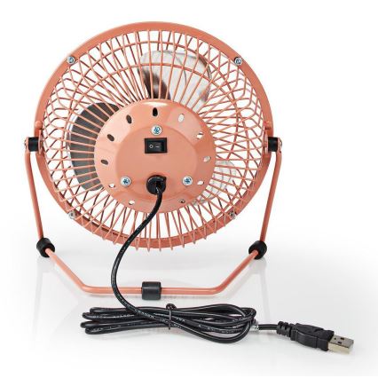 Asztali ventilátor 3W/USB 15 cm rózsaarany