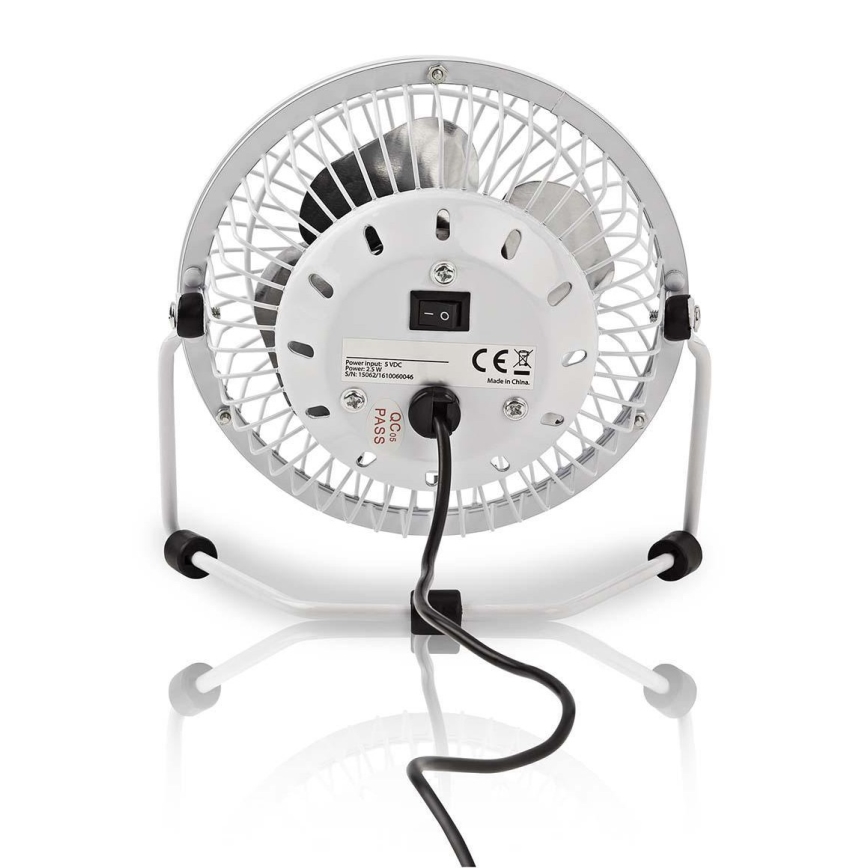 Asztali ventilátor 3W/USB 10 cm fehér