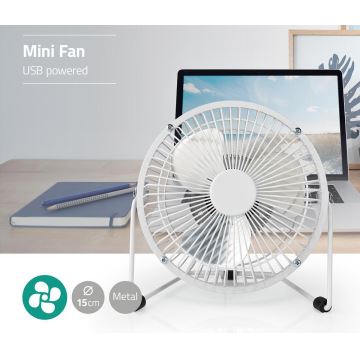 Asztali ventilátor 3W/USB 15 cm fehér