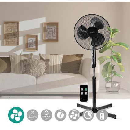 Álló ventilátor 40W/230V fekete + távirányító