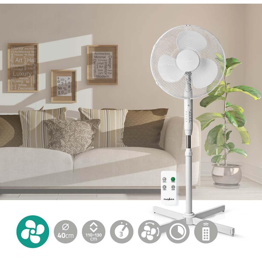 Álló ventilátor 40W/230V fehér + távirányító