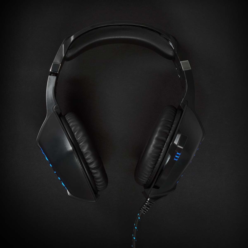 LED Gaming fejhallgató mikrofonnal fekete/kék